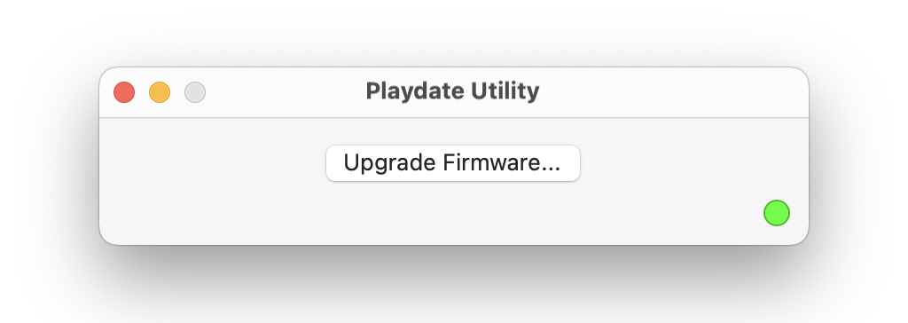 The Playdate Utility user interface after detecting a connected Playdate