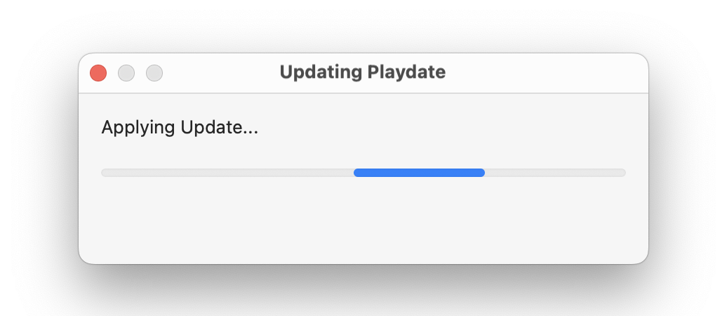 Playdateにファームウェアをインストール中のPlaydate Utility