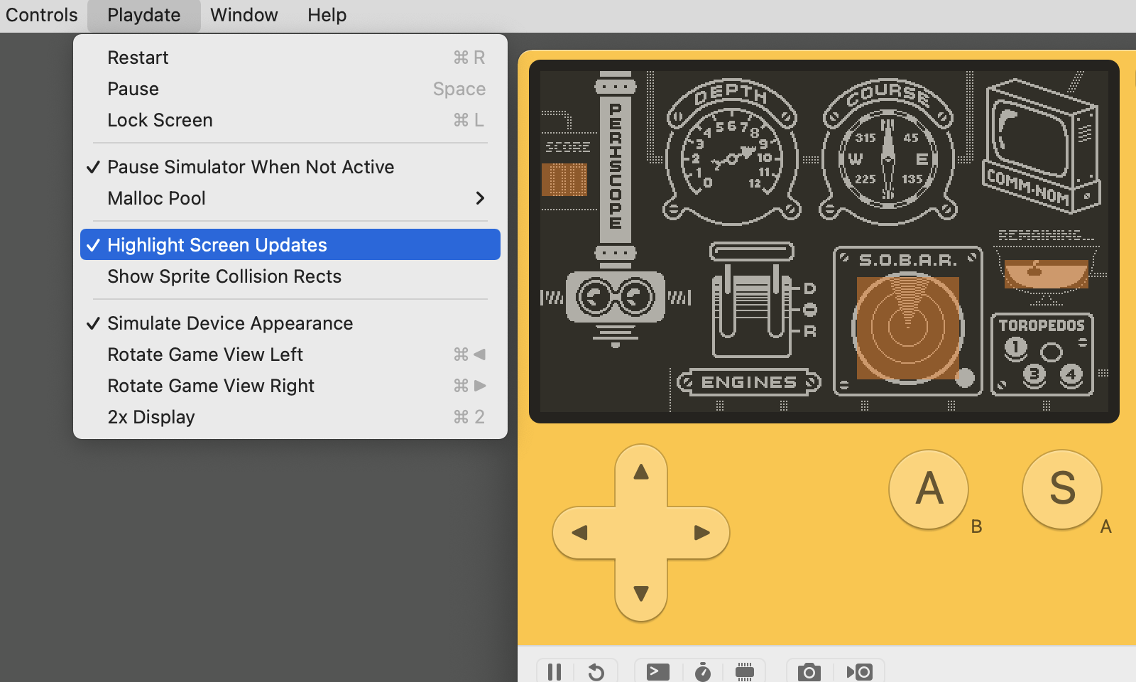 Highlight Screen Updates in the Playdate Simulator